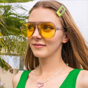 Fashion Sunglasses Vintage Large Frame UV400 Protection Double Bridge PC Frame AC Lens Outdoor Party Unisex