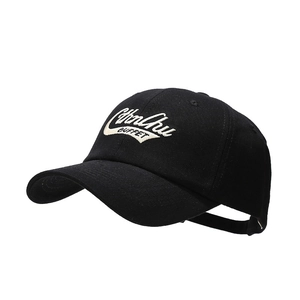 Classic black baseball cap with white 3D embroidery at a 45-degree angle view