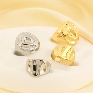 Geometric Stainless Steel Lava Texture Ring Irregular Minimalist Modern Punk Hip Hop Band Jewelry For Men Women