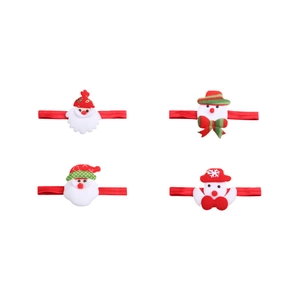 Weihnachts-Set mit 4 elastischen Baby-Stirnbändern, Nikolaus- und Schneemann-Design