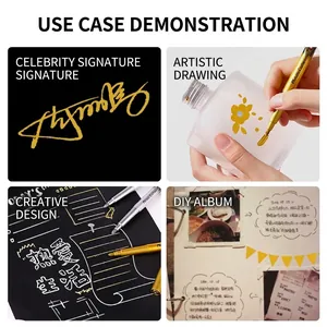Gold and silver metallic markers for DIY crafts and waterproof signatures on dark paper