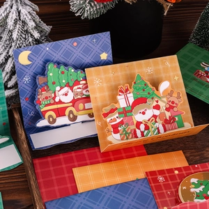 3D pop-up Christmas greeting card set with gold stamping and matching envelopes