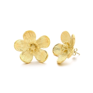 Orecchini a perno vintage francesi a forma di girasole in acciaio inossidabile oro