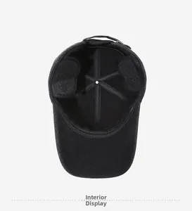 Macro view of warm fleece lining and ear protection detail on men's winter cap