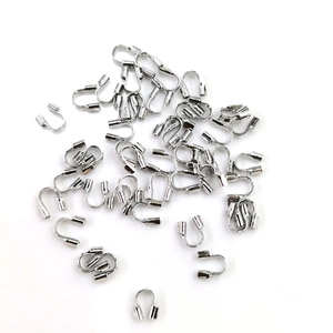 U-shaped wire protectors for jewelry making in polished silver finish metal