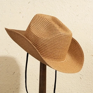 Western Straw Cowboy Hat Wide Brim Hand Woven Sun Protection Breathable Outdoor Summer Beach Travel Fashion Adjustable