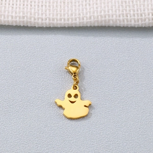 Golden ghost pendant with lobster clasp made of stainless steel for Halloween DIY jewelry