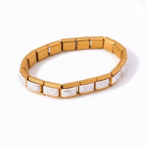 Bracciale Italian Charm In Acciaio Inossidabile Pavé Di Strass Rigido Elastico Modulare Gioielli Di Lusso Per Donna