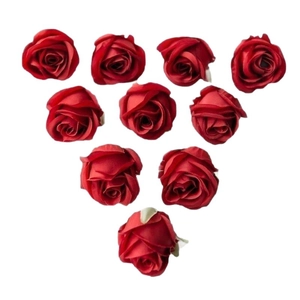 Set of 10 red silk artificial rose heads for DIY crafts and wedding home decorations