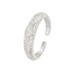 Sparkling S925 sterling silver open ring with a shimmering frosted starry sky texture
