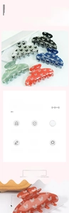 Detail showing glitter butterfly hair claw clip set dimensions and multi-color options