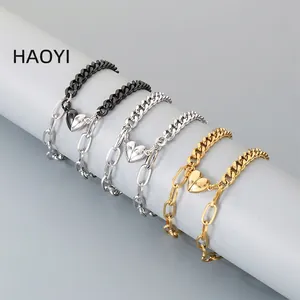 Edelstahl Armband Herz Magnetisch Spleißen Panzerkette Büroklammerkette Paar Schmuck Jubiläumsgeschenk