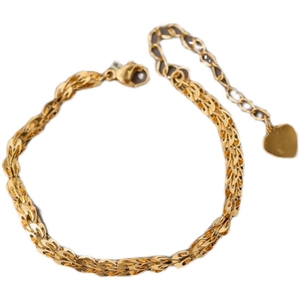 Bracciale vintage coda di fenice placcato oro 18K con un ciondolo a forma di cuore