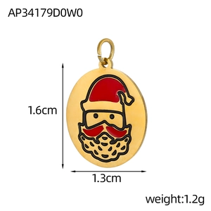 Detailed Santa Claus enamel charm with dimensions 1.6cm by 1.3cm and 1.2g weight specs