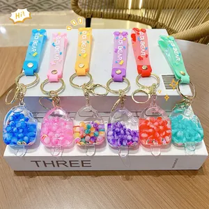 Colorful popsicle acrylic keychains with floating beads and silicone wrist straps