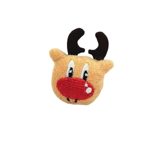 Cute plush reindeer head with red nose and black antlers for DIY Christmas crafts