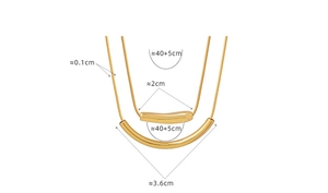 Dessin technique détaillé d'un collier double épaisseur en or avec dimensions précises