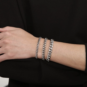 Stylish stainless steel Cuban link bracelets in three widths for men and women
