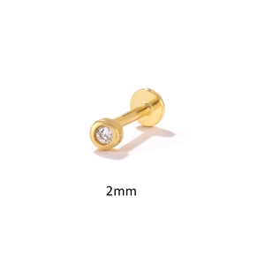 Detailed macro shot of 2mm S925 silver flat back stud with clear round crystal stone