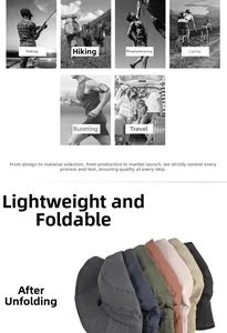 Outdoor waterproof bucket hat shown in multiple colors for hiking and travel use