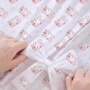 Disposable bedding set for hotel travel featuring cute rabbit floral prints and corner ties