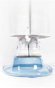Strong transparent blue sitz bath for postpartum care showing high weight-bearing capacity