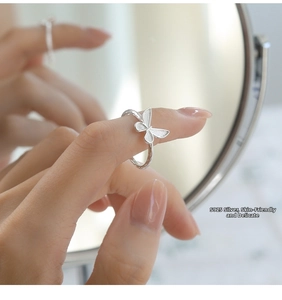Detailed view of S925 sterling silver butterfly ring with intricate wing textures