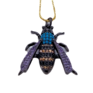 Exquisite bee necklace pendant with multi-color zircon inlay on a gold-plated fine chain