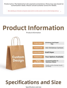 Detail of Christmas kraft paper bag features eco-friendly material and flat firm texture