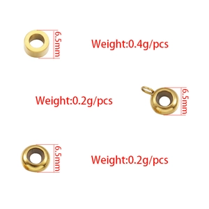 Golden stainless steel spacer beads for DIY jewelry making in three styles with sizes