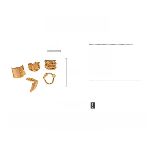 Detailed view of 5-piece gold alloy rings with dimensions and 30.6g weight info