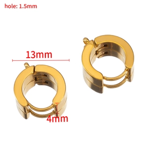 Orecchini a cerchio in acciaio inossidabile dorato con diametro 13mm e larghezza 4mm