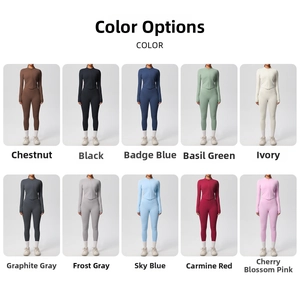 Ensemble de yoga deux pièces en dix couleurs avec vestes zippées et leggings de sport