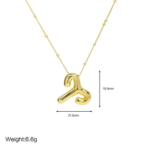 Gold balloon zodiac pendant necklace with bead chain, size 19.9mm by 21.9mm, 6.6g weight