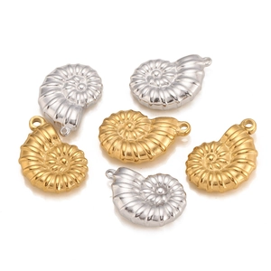 Gold and silver spiral seashell pendants in stainless steel for DIY jewelry making
