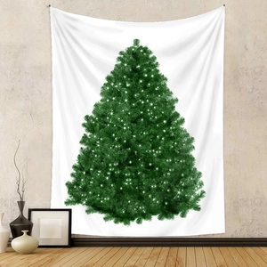 Dettaglio dell'arazzo da parete con albero di Natale in un interno bohémien minimalista