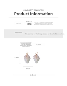 Iridescent layered sequin tassel earrings with product dimensions 8.8cm and weight 8.7g