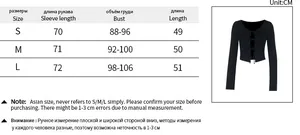 Detailed size chart with measurements for long sleeve backless tie-up top in CM