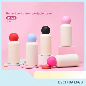 Cute Ball Lid Vacuum Insulated Cup 316 Stainless Steel Portable Water Bottle Matte Finish Creative Drinkware