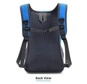 Detail of outdoor backpack with breathable mesh padding and adjustable chest straps