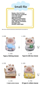 Mini resin cat figures set with different poses for car dashboard and desk decor