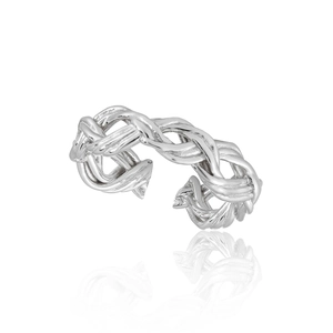 925 Sterling Silver Twisted Braid Open Ring For Women Adjustable Minimalist Woven Rope Design Personalized Fashion Finger Jewelry