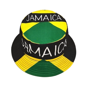 Bob réversible drapeau Jamaïque avec broderie tricolore noir vert et jaune chic