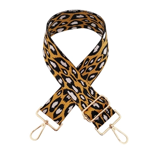 Tracolla spessa da 5 cm in jacquard leopardato con ganci in metallo dorato