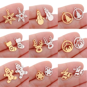 Christmas Charms Pendants 304 Stainless Steel Snowflake Snowman Reindeer Tree DIY Jewelry Making Crafting Holiday Accessories