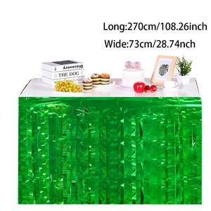 Faldón de mesa con flecos verde brillante para fiesta de rugby, medidas 270x73cm de gala