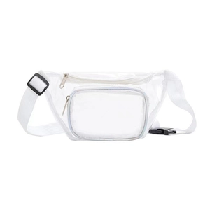 Clear PVC waterproof waist bag with silver zipper for sports and outdoor running