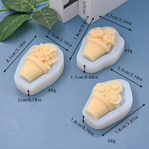 Silicone flower pot molds for DIY cake fondant and chocolate with sunflower patterns