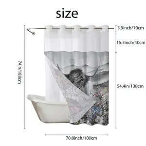 Detailed size chart for waffle animal print shower curtain measuring 180x188 cm