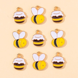 Kreatives Set mit Bienen- und Honigtopf-Anhängern aus Legierung für DIY-Schmuck